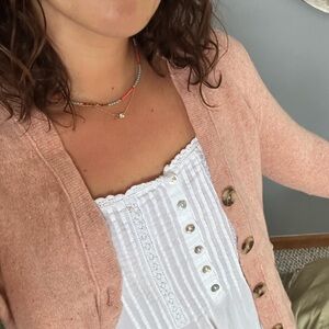 Madewell Peach Button-Up Cardigan